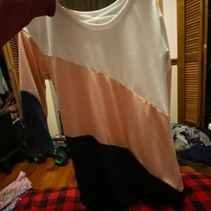 White pink and black blouse / short dress